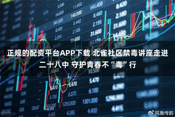 正规的配资平台APP下载 北雀社区禁毒讲座走进二十八中 守护青春不“毒”行